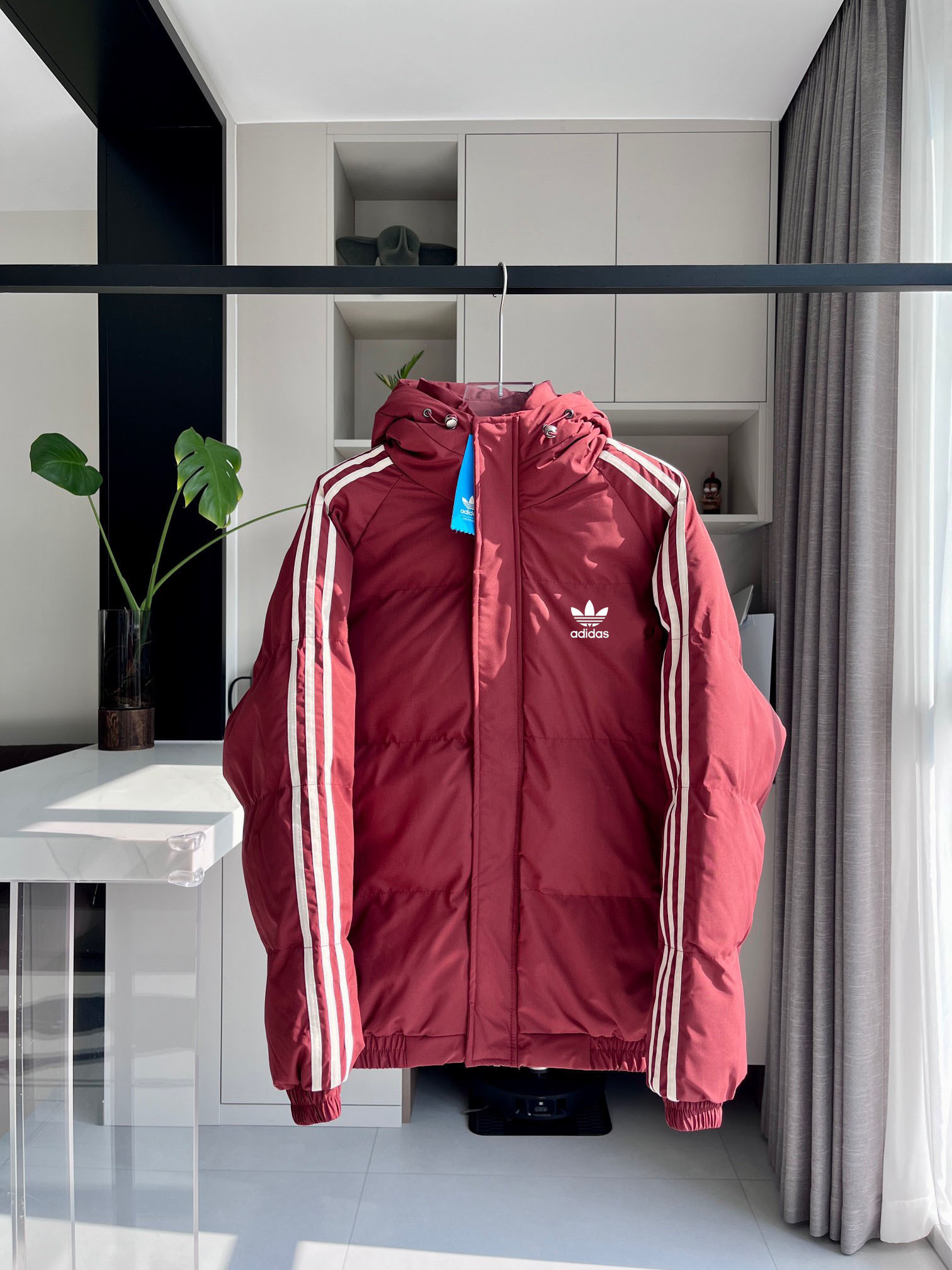 Adidas Striped cotton-padded coat, thickened, warm, hooded cotton-padded jacket - Image 6