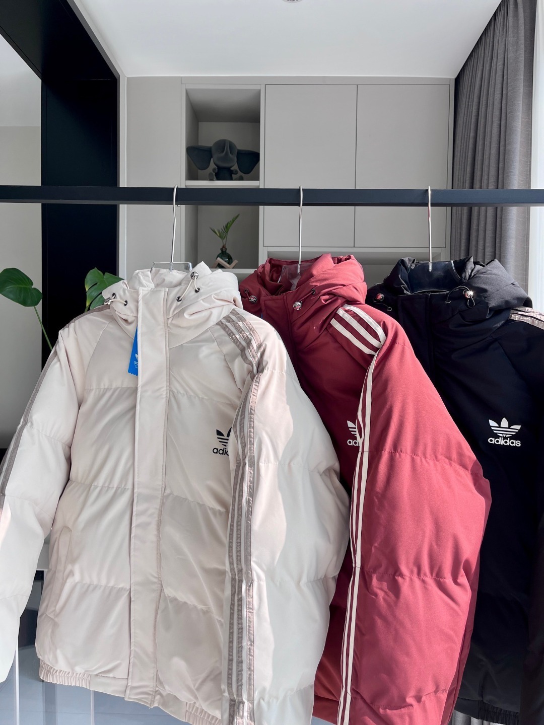 Adidas Striped cotton-padded coat, thickened, warm, hooded cotton-padded jacket - Image 4