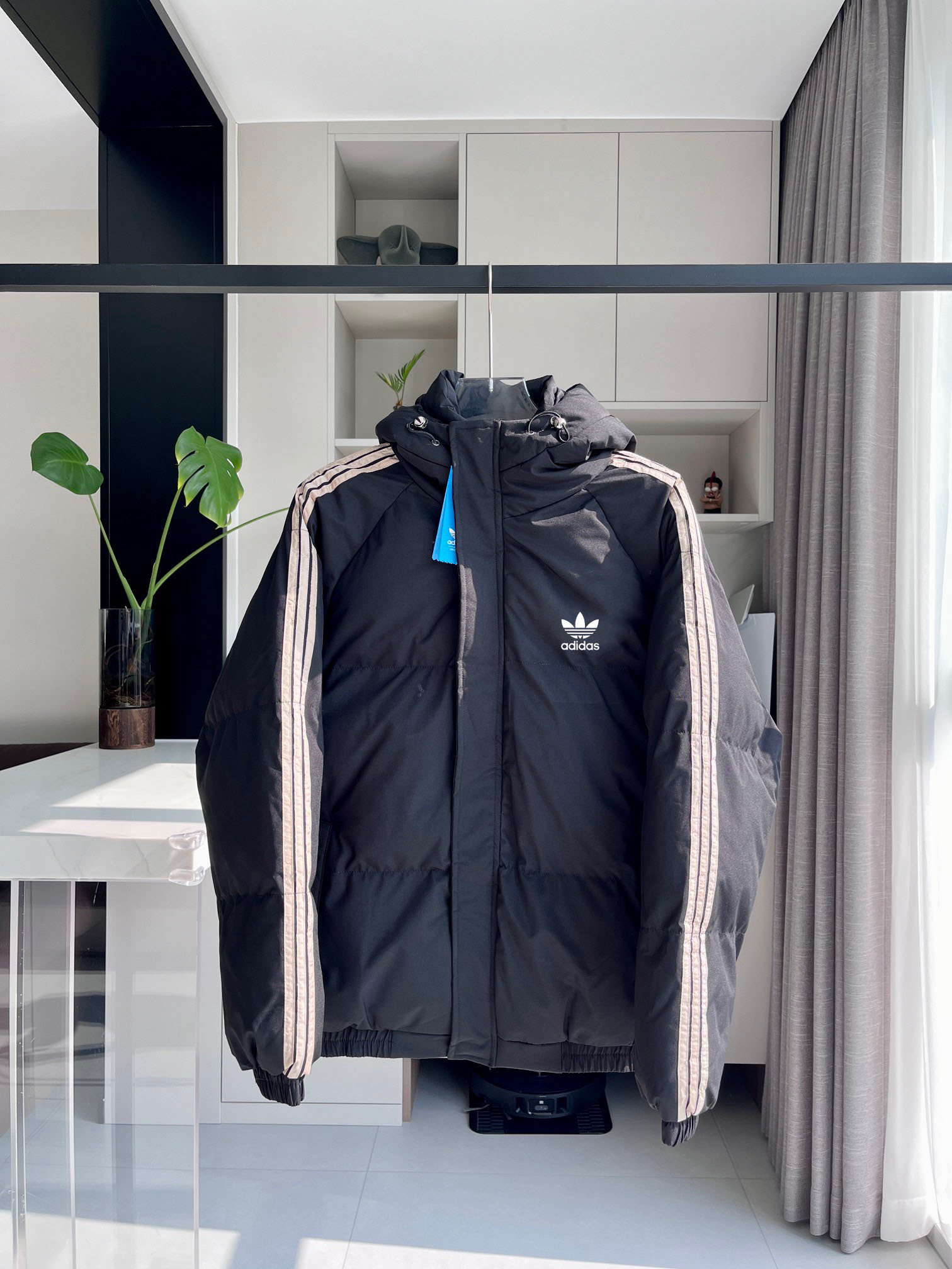 Adidas Striped cotton-padded coat, thickened, warm, hooded cotton-padded jacket - Image 5