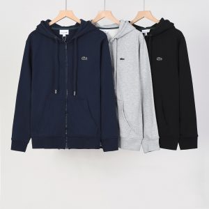 LACOSTE Hooded zippered sweatshirt jacket