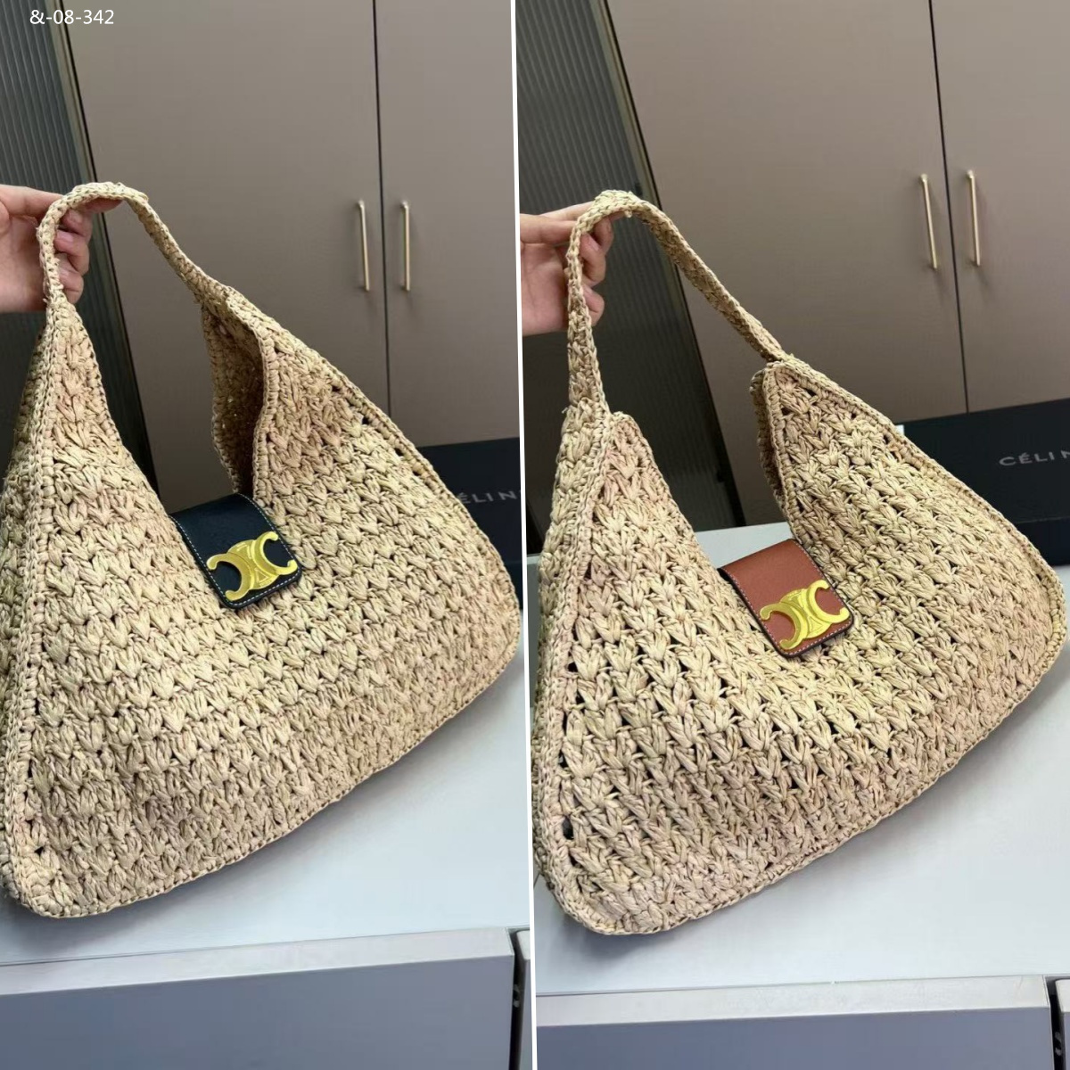 Celine, 2 colors, high-quality woven tote bag made of Lafite grass