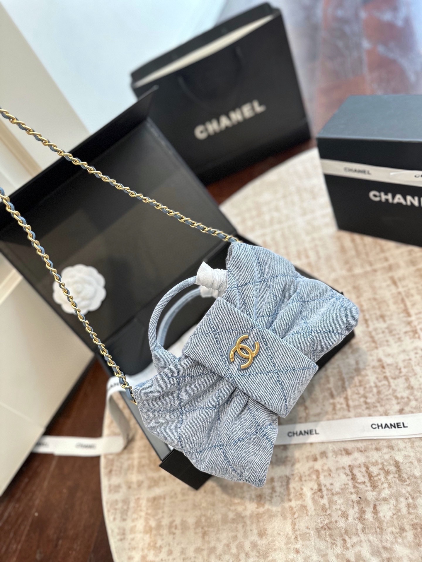 CHANEL Bow Single Shoulder Crossarm Handheld Bow Chain Bag - Image 6